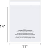 iMailer - 500 Count - 11" x 14" Clear Plastic Poly Bags with Suffocation Warning for Prints, Photos, Documents, Clothing, T-Shirt - Resealable Adhesive,Not Strong