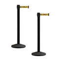 Crowd Control Warehouse CCW Series RBB-100 - Set of 2 Stanchion Retractable Belt Barriers - 9 Foot, Yellow"Authorized Access ONLY" Black Letters Belt with Black Post - Easy Assembly