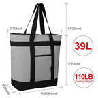2Pk Insulated Reusable Tote Bag for Grocery Shopping for Women/Men, Pizza/Food Delivery Bag to Keep Food Cold/Hot for Professional Food Carriers, Cooler bags for Travel/Beach/Picnic, Grey