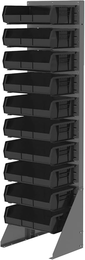 Akro-Mils 30255 AkroBins Plastic Storage Bins, Space-Saving Stackable Bins for Garage, Pantry, Craft Organization, 11-" x 16-" x 5-", Black, 6-Pack