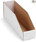 EXYGLO Cardboard Storage Bins 35 Pack, 12x3x4.5 Inch Cardboard Boxes, Corrugated Organizer Bins for Pantry, Shelves, Garage, Office, Shop, White