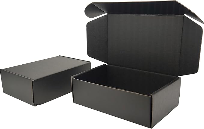 Small Black Shipping Boxes for Small Business Pack of 25-9x6x3 inches Cardboard Corrugated Mailer Boxes for Shipping Packaging Craft Gifts Giving Products