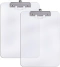 Hongri Plastic Clipboard with Pen Holder, Clear 8.5x11 Letter Size Clip Board for Classroom, Office, Students, Nurses and Women, Low Profile Clip, Size 12.5 x 9 in(Pack of 2)