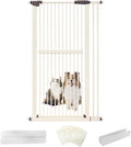 Lumizone Extra Tall Cat Gate 61.02" High Pressure Mounted Extra Wide 34.06"-38.38" (17Sizes) 1.37" Gap No Drilling Auto-Close Tall Pet Gate for Dogs (Cream, 34.06"-38.38" W)