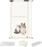 Lumizone Extra Tall Cat Gate 61.02" High Pressure Mounted Extra Wide 34.06"-38.38" (17Sizes) 1.37" Gap No Drilling Auto-Close Tall Pet Gate for Dogs (Cream, 34.06"-38.38" W)