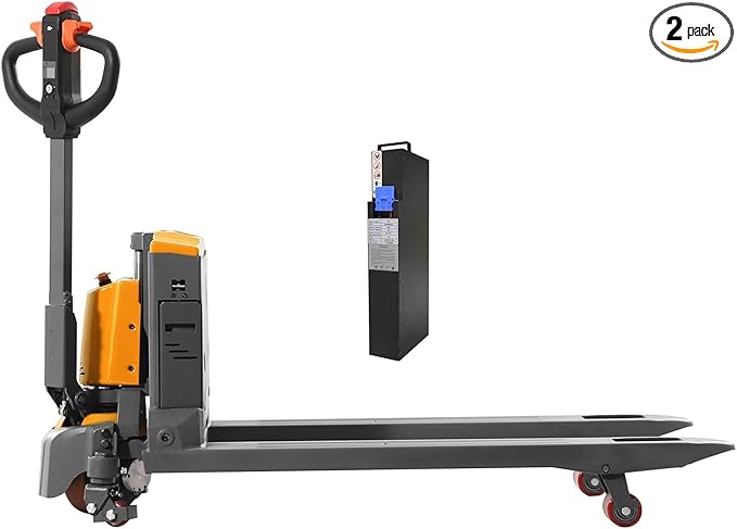 Tory Carrier Electric Pallet Jack Truck 3300lbs Capacity Lithium Electric Pallet Trucks 48" x 27" Fork Size Li-ion Battery Pallet Lift with Extra Battery-Yellow