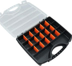 Hardware Parts Storage Box with Removable Dividers for Screws Bolts Fishing Tackle and Small Components, Lightweight PP Tool Organizer Case with Hinged Lid for Home Workshop and Travel
