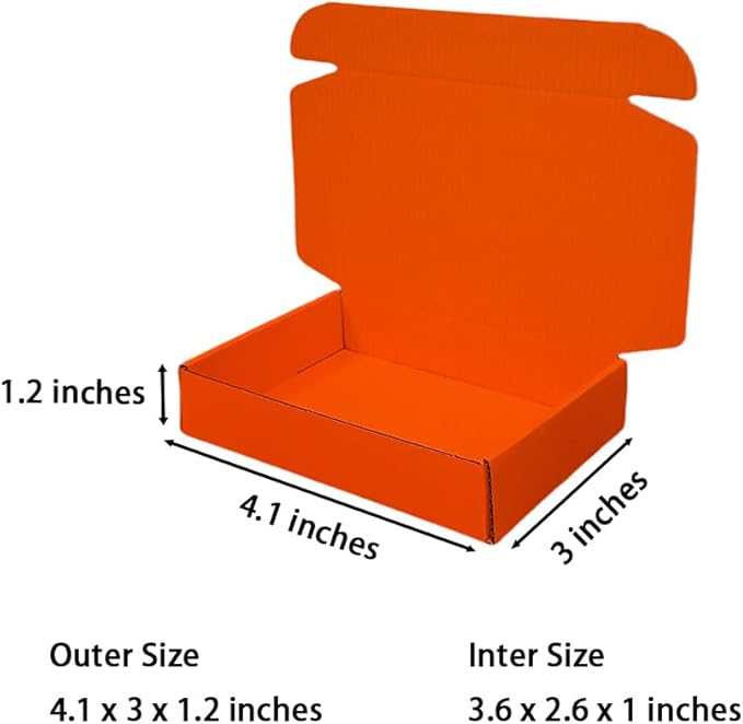 50 Pcs Mini Size Shipping Boxes for Small Business Cardboard Corrugated Mailer Boxes for Shipping Packaging Holidays Craft Gifts Giving Products (Orange Red, 4.1 x 3 x 1.2")