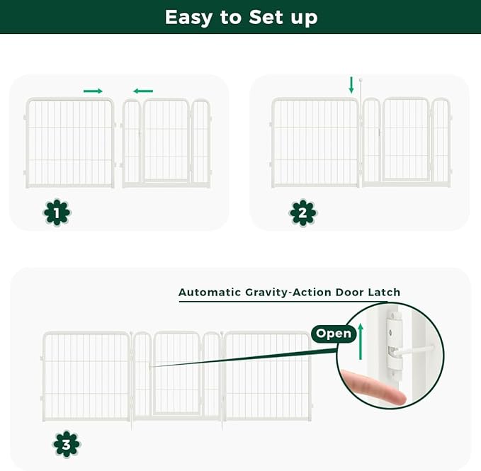 FXW Garden Fence Outdoor for The Yard – 40in(H) x 109.4ft(L) Heavy Duty Metal Animal Barrier for Dog and Rabbit, Decorative Dog Fence, 48 Panels, White