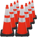 Brimar 28 Inch Traffic Cones, 8 Pack, Orange PVC Safety Cones with Black Base for Construction, Road Parking, MUTCD Approved Traffic Cones with 3M Reflective Bands, Structurally Stable Wearproof