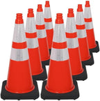 Brimar 28 Inch Traffic Cones, 8 Pack, Orange PVC Safety Cones with Black Base for Construction, Road Parking, MUTCD Approved Traffic Cones with 3M Reflective Bands, Structurally Stable Wearproof
