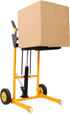 Manual Hydraulic Lift Stacker, 440 lb Capacity Pallet Jack Dolly with 35.5" Lift Height, 20" Forks, All-Steel Frame, Large Rear Rubber Tires & Swivel Casters for Warehouse, Shop & Material Handling