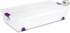 Sterilite 12-Pack ClearView Latch Box, Wheeled Underbed Organizer Bins for Home, 60 Quart
