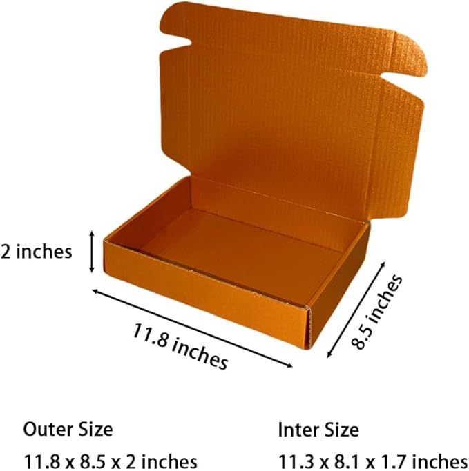 50 Pcs 11.8 x 8.5 x 2 inches Large Size Corrugated Cardboard Gift Boxes Recyclable Shipping Boxes for Packing Jewelry Ornament Gift Craft Packaging Supplier (Copper, 11.8 x 8.5 x 2")