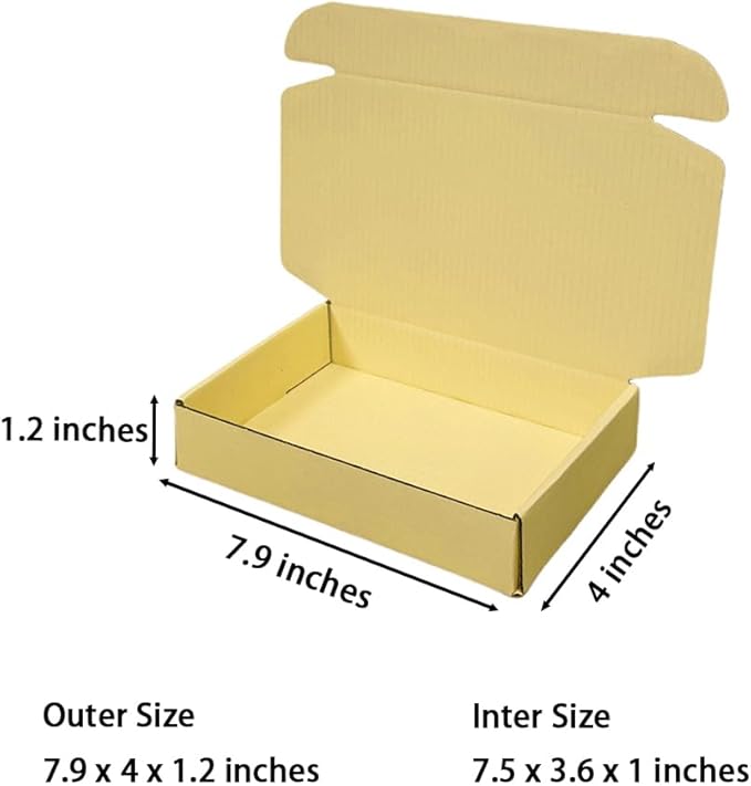 50 Pcs 7.9 x 4 x 1.2 inches Shipping Boxes for Small Business Cardboard Corrugated Mailer Boxes for Shipping Packaging Holidays Craft Gifts Phone Case Packaging (Butter Yellow, 7.9 x 4 x 1.2")