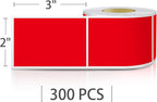 Red Rectangle Sticker Labels 3×2 Inch Vinyl Stickers Color Coding Name Tags Roll Removable Waterproof 300 per Dispenser Box
