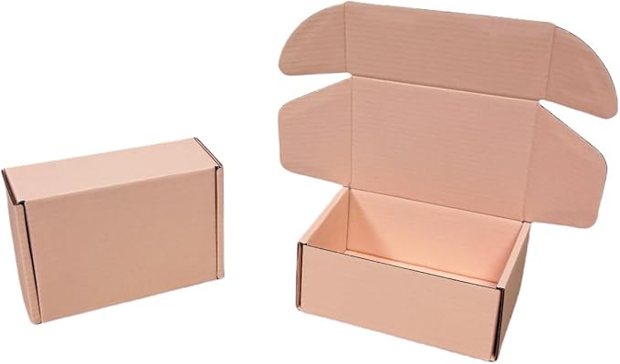 50 Pcs 4.3 x 3.1 x 2 inches Mini Size Corrugated Cardboard Gift Boxes Recyclable Shipping Boxes for Packing Jewelry Ornament Gift Craft Packaging Supplier (Powder Pink, 4.3 x 3.1 x 2")