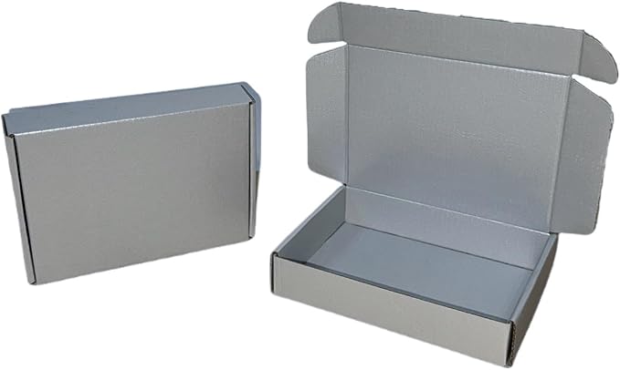 50 Pcs Mini Size Shipping Boxes for Small Business Cardboard Corrugated Mailer Boxes for Shipping Packaging Holidays Craft Gifts Giving Products (Silver, 4.1 x 3 x 1.2")