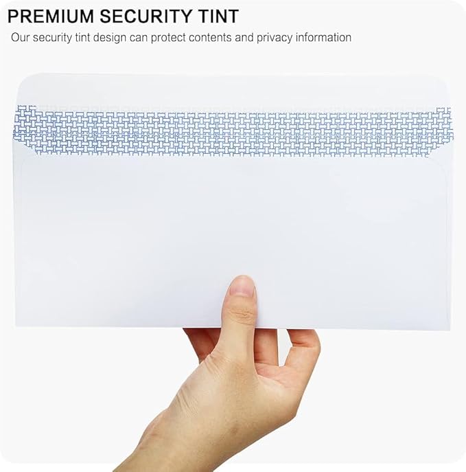 100 Pack #10 Double Window Security Self-Seal Envelopes - Suitable Size for Multiple Business Statements, Quickbooks Invoices, and Return Envelopes, Size 4-1/8 x 9-1/2 - White - 24 LB