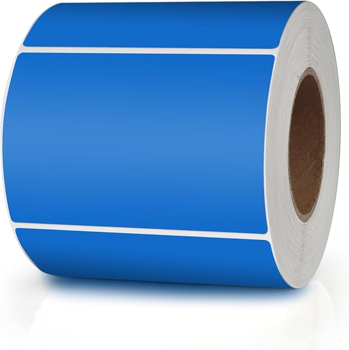 Blue Rectangle Stickers 3 x 2 Inch Color Coding Labels Vinyl Roll Self-Adhesive Waterproof Removable 500 PCS