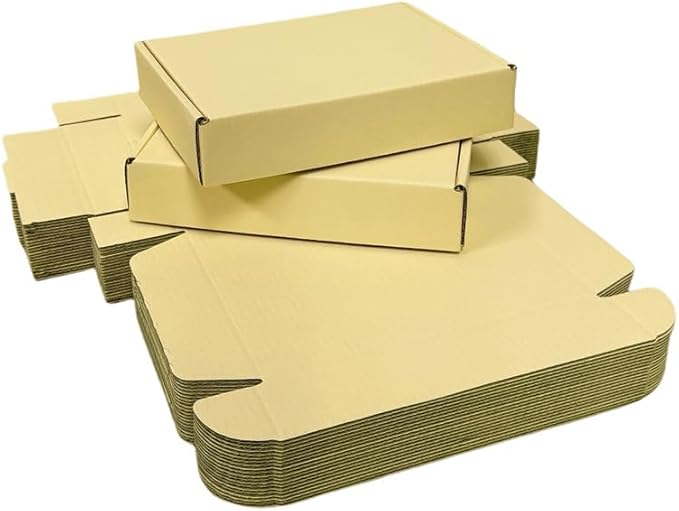 50 Pcs 7.9 x 4 x 1.2 inches Shipping Boxes for Small Business Cardboard Corrugated Mailer Boxes for Shipping Packaging Holidays Craft Gifts Phone Case Packaging (Butter Yellow, 7.9 x 4 x 1.2")