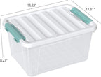 6 Packs Plastic Latch Boxes, 20 L Clear Stackable Storage Container Bin with White Lid