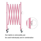 GYMTIME Expandable Metal Barricade, Portable Safety Barrier with Casters, Flexible Mobile Barrier Gate, Adjustable Temporary Fence for Garden Indoor,Airport,School, 8 Feet, Pink