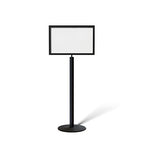 Floor Standing Sign Frame with Steel Low Profile Base, 14 inches by 22 inches Horizontal Sign Frame, Black Post