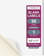 NextDayLabels - Full Page Labels 8.5 x 11 - White Shipping Labels - 8.5 x 11 Label Paper for Printer - Large Blank Matte Sticker Printer Paper - Laser/Inkjet Printer Labels (1 Per Sheet, 50 Labels)