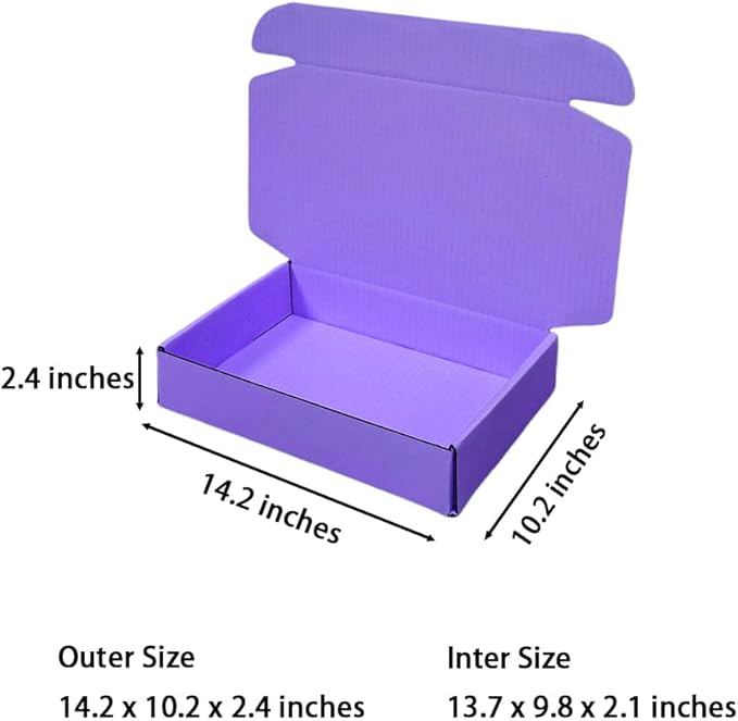 20 Pcs 14.2 x 10.2 x 2.4 inches Larger Size Shipping Boxes for Small Business Cardboard Corrugated Mailer Boxes for Shipping Packaging Holidays Craft Gifts Giving Products (Lavender)