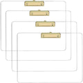 JIARI 4 Pack Clear Acrylic Office Clipboard A4 Letter Size 9.06" x 12.6" (Gold Horizontal 4 Pack)