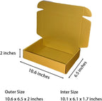 50 Pcs 10.6 x 6.5 x 2 inches Shipping Boxes for Small Business Cardboard Corrugated Mailer Boxes for Shipping Packaging Holidays Craft Gifts Giving Products (Gold, 10.6 x 6.5 x 2")