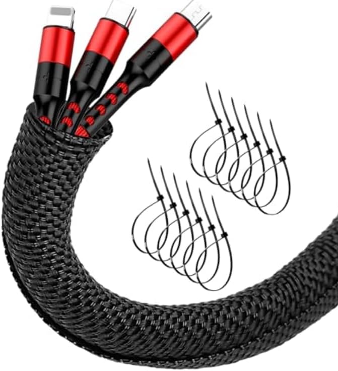 16FT Split Cable Management Sleeve Wire Loom Tubing Cord Protector for High-Temperature Automotive Harness Wires and Home Cable Management,Self-Wrapping Braided Cord Covers (1/2 Inch)