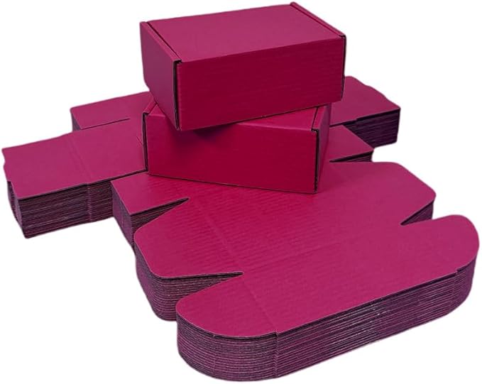 50 Pcs 4.3 x 3.1 x 2 inches Mini Size Corrugated Cardboard Gift Boxes Recyclable Shipping Boxes for Packing Jewelry Ornament Gift Craft Packaging Supplier (Cranberry, 4.3 x 3.1 x 2")