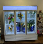 Commercial Refrigerator Floral Beverage Display Cooler,3 Glass Doors Commercial Flowers Fridge With LED Light Adjustable Shelves,ETL Approval,71" Wide,63.5 Cuft,White,(Wheel Included)