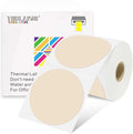 3 x 3Inch Round Color Coding Labels Circle Thermal Labels Printable Waterproof 500Pcs Round Stickers Adhesive Writable for Office,Home,Garage,DIY Sticker,Barcodes,Name Tag, Light Brown
