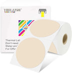 3 x 3Inch Round Color Coding Labels Circle Thermal Labels Printable Waterproof 500Pcs Round Stickers Adhesive Writable for Office,Home,Garage,DIY Sticker,Barcodes,Name Tag, Light Brown