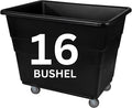 Commercial 16 Bushel Utility Cart with Steel Base, Poly Box Basket Truck, Laundry Cart, and Rolling Trash Bin, 47-Inch x 34.75-Inch x 35.5-Inch, 1000 Pound Weight Capacity, Black