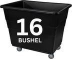 Commercial 16 Bushel Utility Cart with Steel Base, Poly Box Basket Truck, Laundry Cart, and Rolling Trash Bin, 47-Inch x 34.75-Inch x 35.5-Inch, 1000 Pound Weight Capacity, Black