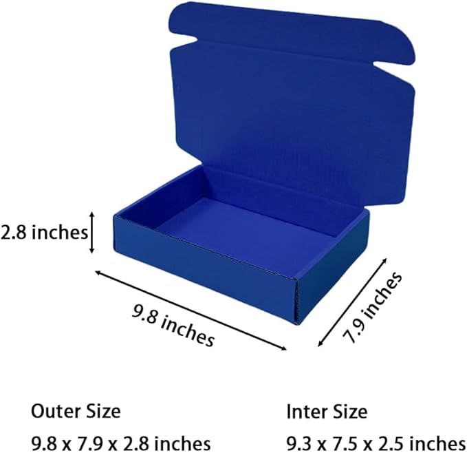 30 Pcs 9.8 x 7.9 x 2.8 inches Shipping Boxes for Small Business Cardboard Corrugated Mailer Boxes for Shipping Packaging Holidays Craft Gifts Giving Products (Industrial Blue, 9.8 x 7.9 x 2.8")