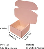 10 Pcs 9.8 x 9.8 x 4 inches Large Size Corrugated Cardboard Gift Boxes Recyclable Shipping Boxes for Mailing & Holidays, Wedding, Birthday, Gifts Packaging (Powder Pink, 9.8 x 9.8 x 4")