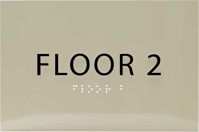 6" X4" Floor 2 Sign - ADA Compliant Tactile Graphics Grade 2 Braille Text | Wall Mount Plastic Directional Assistance, Floor Number Sign for Office, Schools, Hospitals, Apartments