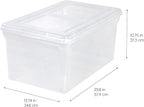 IRIS USA File Box File Organizer w/ Hinged Split Latching Lid for Letter/Legal File, Water Resistant Document Box, BPA-Free, Plastic Storage Bin Tote Organizer, Stackable, Nestable, Clear 44 Qt. 5Pack