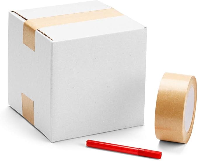 Calenzana 5x5x5 Inches Shipping Boxes Set of 25, White Corrugated Cardboard Box for Mailing Packing Small Business
