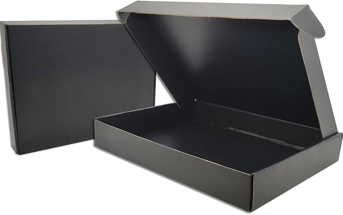 Black Shipping Boxes for Small Business Pack of 25-13x10x2 inches Cardboard Corrugated Mailer Boxes for Shipping Packaging Craft Gifts Giving Products