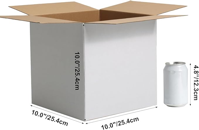 CRUGLA 10x10x10 White Shipping Boxes Set of 15, White Corrugated Cardboard Boxes for Small Business Shipping Mailing Packing