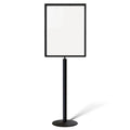 Floor Standing Sign Frame with Steel Low Profile Base, 22 inches by 28 inches Vertical Sign Frame, Black Post
