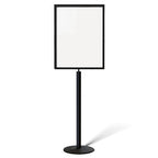 Floor Standing Sign Frame with Steel Low Profile Base, 22 inches by 28 inches Vertical Sign Frame, Black Post