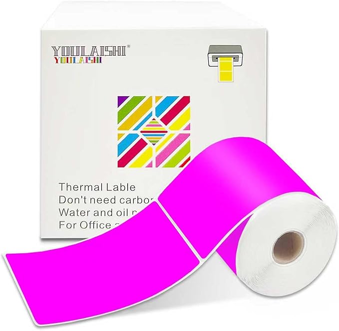 3 X 5 Inch Printable Waterproof Rectangle Color Coding Labels, 300 Per Roll Adhesive Color Coding Stickers for Bar-Codes, Address, Small Business Labeling, Fluorescent Purple