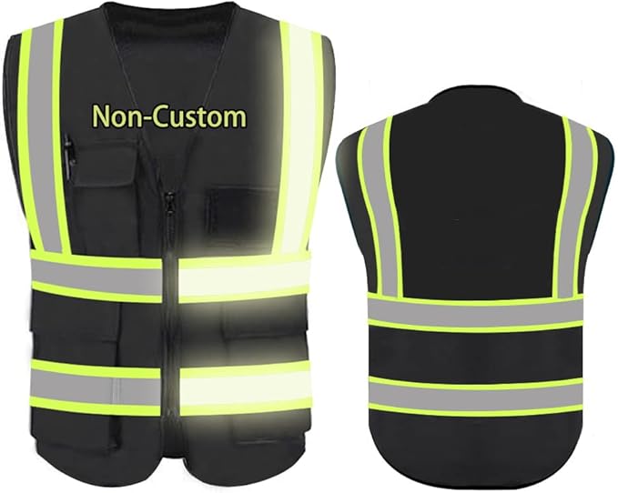 YOWESHOP High Reflective Visibility Safety Vest Custom Your Logo Safety Workwear with Reflective Strips and Front Zipper